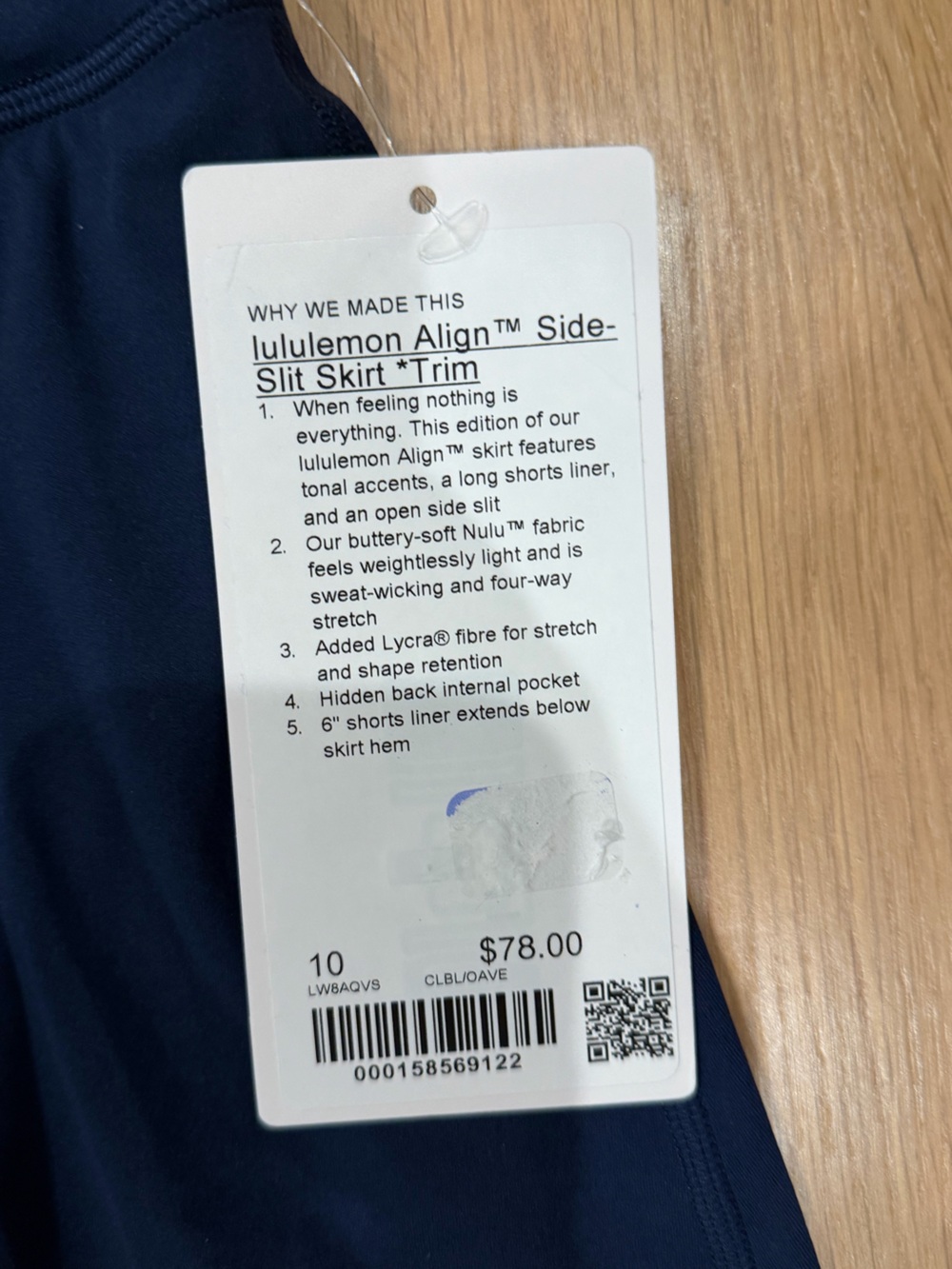 lululemon NWT Align™ Side-Slit Skirt Trim Size 10 Club Blue/ Ocean Wave - Picture 5 of 5
